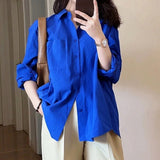 Fongt Shirt Women Spring And Autumn 2025 New Design Sense Of Small Solid Casual Folding Long-Sleeved Shirt Coat Top