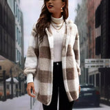 Fongt New Coat Loose Lattice Knitted Cardigan Fashion Sweater