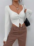 Fongt 2025 New Renovate Front-Turning Irregular Long-Sleeved T-Shirt Girl