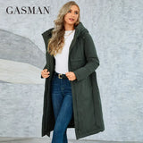 Winter Down Jacket Women Warm Long Classic zipper Lacing Design Pocket Hooded Slim Parkas Female Coat