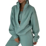 Fongt Women's New Zipper Grab Fleece Sports Fashion Hoodie