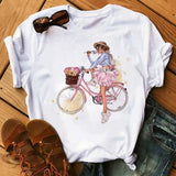 Women Sunflower Girl Printed T