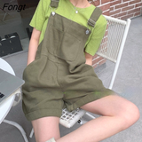 Women Rompers Solid Fashion Wide Leg Overalls Simple Daily Students Japan Style Harajuku Streetwear Leisure Retro
