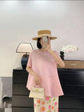 Fongt Folding Irregular Short-Sleeved Women's T-Shirt Small Design Folding Top Dress Girl Summer Lazy Wind