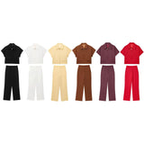 Fongt New Women's Collar Short-Sleeved Short Coat Straight Trousers 8491053 8491054