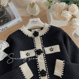 Girl Fragrance Pearl Flower Button Temperament Knitted Cardigan Female Sweet Minority Sweater 703-1-Outfit