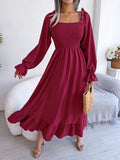 Shooting 2025 Spring And Summer Leisure Side Horn Sleeves Big Swing Lotus Leaf Side Dress Women's