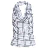 2025 New Women's Fashion Simple Hanging Neck Design Lattice Sleeveless Small