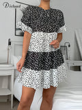Summer Dresses For Women 2022 Polka Dot Short Ruffle Sleeve Casual Loose Beach Dress Home Vacation New Female