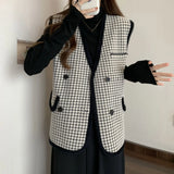 Fongt Fragrant Wind Big Size Fat MM Autumn Winter Light Ripe Vest Vest Fashionable Chic Foreign Style Straight Tube Fold Wear Thousand Bird Case Horse Clip-Outfit