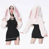 Sweet Lolita Knitted Sweater Dress Women Bow Pink Kawaii Party Mini Dresses Female Black Korean Fashion Dresses Winter-Outfit