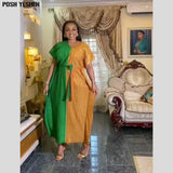 Summer African Dresses For Women Elegant Dashiki Vneck Patchwork Long Maxi Dress Muslim Abaya Ladies Traditional Africa