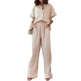 Fongt Women's New Trendy Loose Shirt Broad-Legged Fashion Suit Women's Two Sets