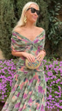 Fongt Mesh-Printing Dress In Spring/Summer 2025 INS Holiday Casual Party Dress