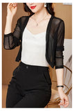 Women Thin Mesh Cardigans Lady Summer Transparent Shawl Female Long Sleeve Short Coat Outwear-Outfit