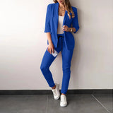 2023 Women's Suit Blazer Pants Elegant Outfit Casual Turn-down Collar Office Lady Long Sleeve Blazer Trousers костюм