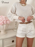 Hollow Jumper Woman Long Sleeve Round Neck Knitted Sweater New Elegant White Loose Fit Lady Solid Pullovers Fashion