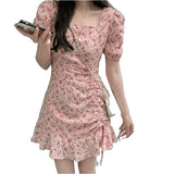 Fongt Floral Dress Gentle Wind In Women's Summer Chic Design Art Dress Korean Style Milky Dress