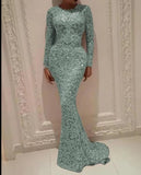 Fongt Spring New Women's Hot Long Sleeves Sexy Long Dress Dress