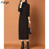 Bottoming Sweater Skirt Over The Knee 2023 Autumn and Winter New Thickened Turtleneck Knitted Dress Women