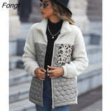 Casual Cardigan for Women Long Sleeve Loose Round Neck Stitching Zipper Fleece Jacket Demi-season Jacket for