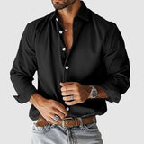 Fongt New Men's Shirt City Casual Collar Button Solid Color Men's Top