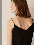 Top Women Halter V Neck Basic White Cami Sleeveless Satin Silk Tank Tops Women'S Summer Camisole 2024-Outfit