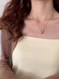 And Winter Color Positive Shoulder Fake Two Square Collar Blouses Women's Spring And Autumn Splicing Irregular Design Feeling Bottom Short
