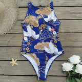 Swimsuit2025 New Conjoined Bikini Personality Abstract Print Swimsuit Women