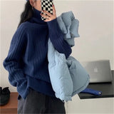 Fongt Version Contracted High Neck Add Thick Sweater Female Pit Loose Lazy Knit Sweater New All-Match Casual Jacket-Outfit