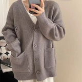 Fongt Women's Wear Fall / Winter 2024 New Large Pocket Knit Cardigan Top-Outfit