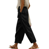 Fongt Spring And Summer Wish New Casual Lace Hollow Splicing Nine-Point Trousers