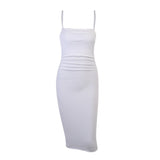 Women's Wear Winter Sexy Temperament Waist Show Slim Long Skirt Knitted Square Collar Sling Dress-Outfit