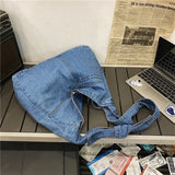 New Vintage Denim Shoulder Bags Women Simple Jeans Blue Handbag Large Capacity Fashion Women's Tote Messenger Shopping