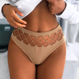Mid-Waist Temptation Women's Thong Panties Waist Hollow G-String Hollow Out Female Underpant Seamless Ladies