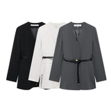 Fongt New With Belt Suit Jacket 8941178 Straight Trousers 8959178