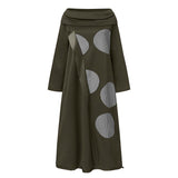 Casual Dress Vintage Dot Print Patchwork Winter Jumper Dress Loose Pullover VONDA Women Sweatshirt