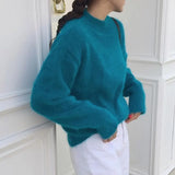 New 2022 Knitted Mink Cashmere Oversized Warm Elegant Fashionable Autunm Winter Women Sweater Pullovers Tops