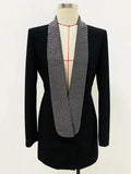 QUALITY 2023 Newest Fashion Designer Jackets Women's Stylish Backless Diamonds Beaded Shawl Collar Blazer