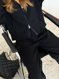 Fongt Sweater Set Women Loose Soft Jacket Sweater Cardigan + Wide Leg Pants Two Sets