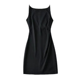 New Spring Style One-Word Pleated Solid-Color Dress Sexy Sling Hip Skirt-Outfit
