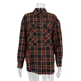 Fongt Women's Wear 2023 Fall New Vintage Plaid Shirt Boyfriend Wind Long Loose Shirt Coat-Outfit