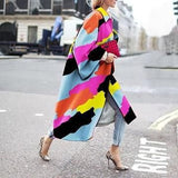 Fongt Spring And Autumn Wishebay Long Horn Sleeve Coat Print Loose Wind Coat
