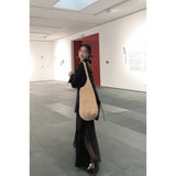 Fongt Feel-Dew Back Drawstring Long-Sleeved Sunscreen Shirt Mesh Splicing Sling Long Skirt Two Sets