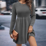 Fongt Autumn And Winter Explosion Of Women's Pure Color Doll Sweater Dress