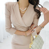 Fongt Professional Body Repair Long Seven-Sleeved Dress Women's New Korean Temperament Professional Ass Dress