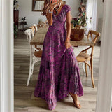 Fongt 2023 New Dress Waist Floral Print Dress-Outfit