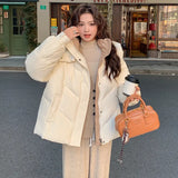 Down Cotton Jacket Female 2024 New Winter Small Foreign Style Cotton-Padded Jacket Short Students Splicing Cotton-Padded Coat Thick-Outfit