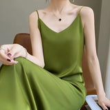 Fongt Acetate Silk Sling Dress Women Summer Loose Inside The Long Dress French Design Fairy Set Of Blind