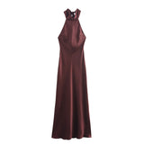 Fongt 2025 New Dress Women's High-End Bare Back Hanging Neck French Elegance